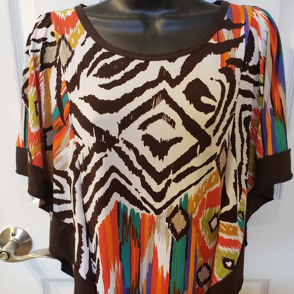 Passports Like New Flowy Soft Print Blouse Sz M
